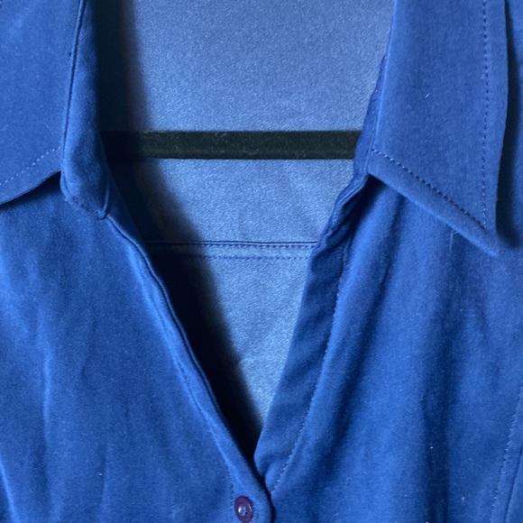 Vintage August Max Long Sleeve Button Down Shirt Suede Like Feel Blue Size 1X - Picture 4 of 10